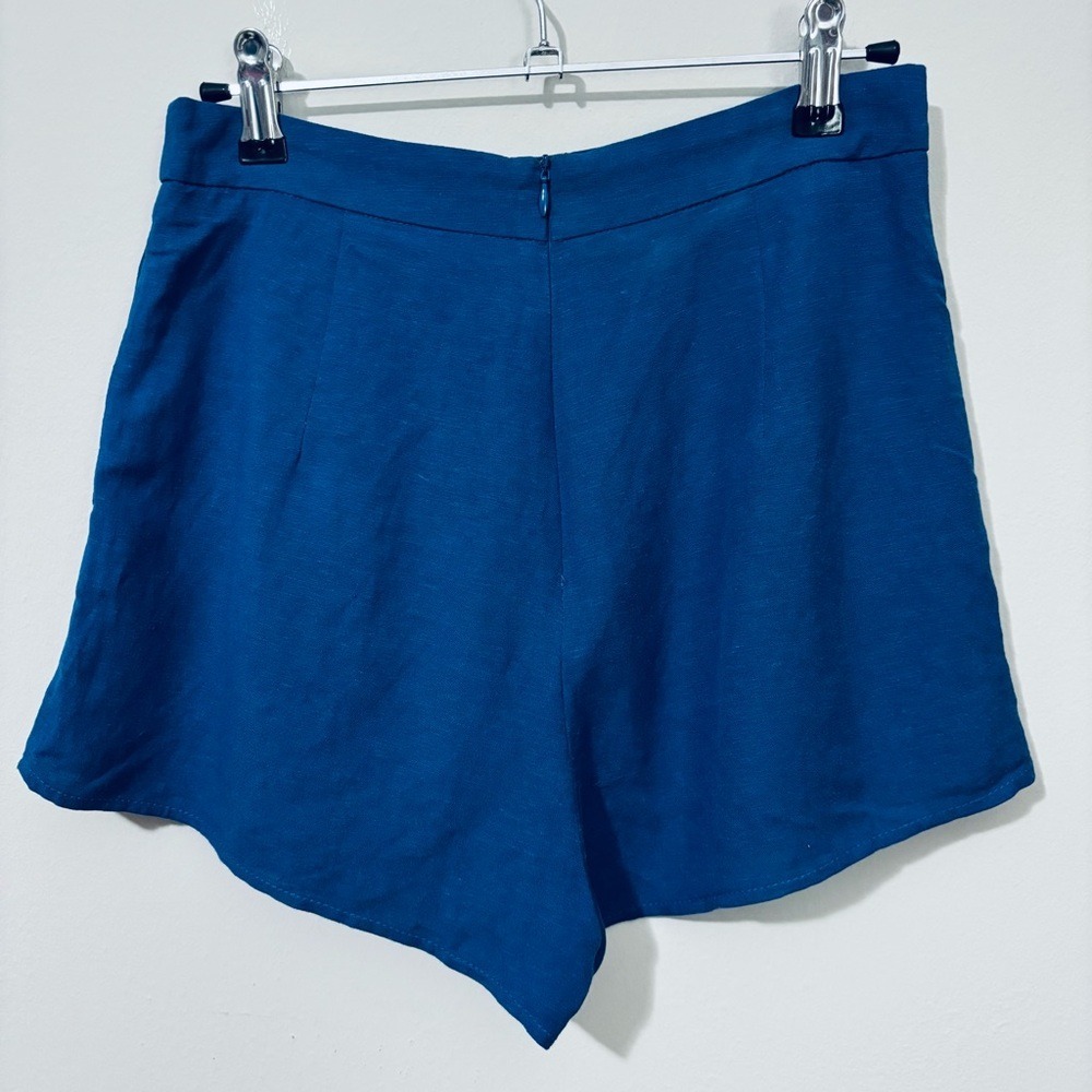 Le Lis Blue High Waist Linen Shorts Lightweight Design‎ Linen Blend - Picture 2 of 7